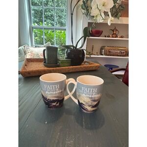 Faithfully Yours Matthew 17:20 Faith Can Move Mountains Coffee Mug Set of 2